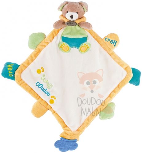 Abynat super plat losange chien jaune bleu vert blanc hochet 